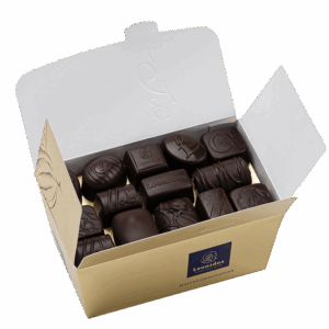 Ballotin de chocolats noirs Leonidas - assortiment de pralines belges au chocolat noir intense